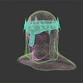 Medieval Chainmail Helmet with Metal Spikes Face Guard and Decorative Accents 3d model