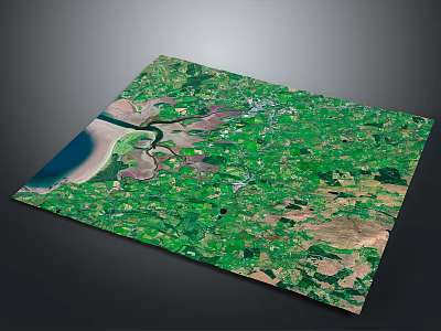 Aerial View Of Natural Green Vegetation River Sandy Beach And Terrain 3d model
