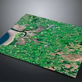 Aerial View Of Natural Green Vegetation River Sandy Beach And Terrain