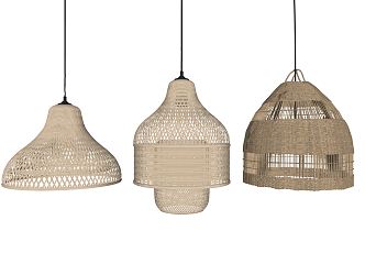 Quiet chandelier rattan chandelier 3d model