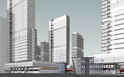 Modern Office Building Commercial Complex High-rise Office Building 3d model