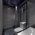 Modern High End Bathroom Design With Ornate Mirror And Hollow Carved Glass Wash Cabinet