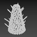 Skull Tower Structure Piled With Stacked Skulls And Wooden Sticks Around
