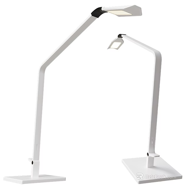 Modern White Desk Lamp With Adjustable Arm And LED Light Source 3d model 
