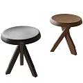 Modern Black And Brown Stools With Crossed Legs And Round Seats