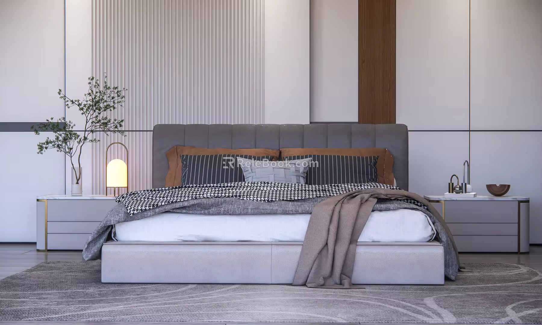Modern Double Bedside Table Lamp 3d model
