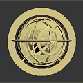 Stylish Golden Armillary Sphere Ornamental Furniture Accent With Intricate Structure And Wooden Base
