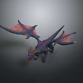 Vibrant Blue and Pink Dragon Character in Game Movie with Large Wings and Scales