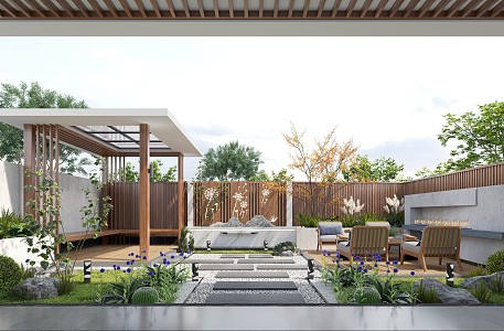 Modern courtyard landscape 3d model