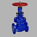 Industrial Pipeline Valve With Blue Body And Red Control Wheel