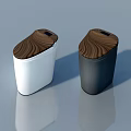 Modern Flat Door Trash Bins in White and Black with Wooden Top Design