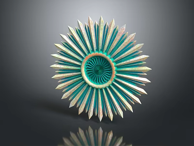 Decorative Modern Photo Frame With Radiant Turquoise And Gold Accents Circular Center Design 3d model