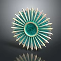 Decorative Modern Photo Frame With Radiant Turquoise And Gold Accents Circular Center Design