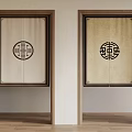 Traditional Chinese Style Doors With Circular Wooden Patterns And Indoor Plants In Interior Design