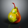 Artistic Pear with Green and Orange Gradient and Creative Carving Design Details