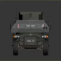 Green Armored Military Vehicle With Roof Mounted Equipment And Protective Grille