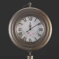 Vintage Metal Floor Clock With Round Dial Roman Numerals And Tripod Stand