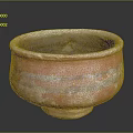 Red Clay Bowl With Gray Stripes Worn Texture And Stable Base For Daily Use