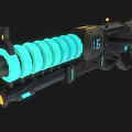 Futuristic Sci Fi Weapon With Glowing Blue Elements And Digital