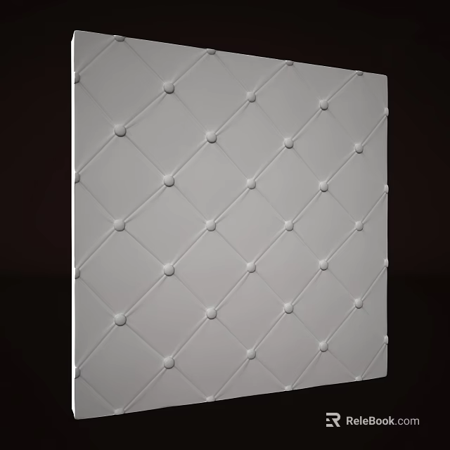 White Tufted Wall With Diamond Pattern And Button Accents For Modern Interior Decoration 3d model