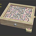 Wooden Maze Puzzle Toy for Kids Interactive Play Equipment with Square Design and Control Knob