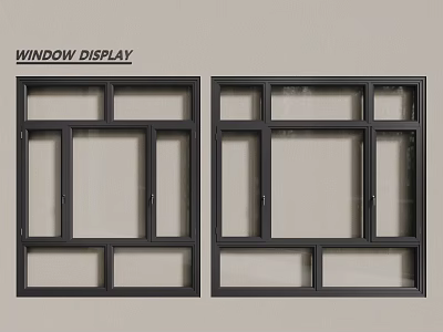 Modern Black Frame Casement Windows With Grid Pattern For Home 3d model