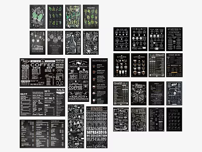 Black And White Designed Posters With Various Layouts And Typography Elements 3d model