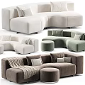 Beige And Light Green Modular Sofa Design With Pillows Ottoman And Blanket