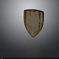 Medieval Wooden Shield with Double Headed Eagle Metal Emblem and Brass Rivets on Edge