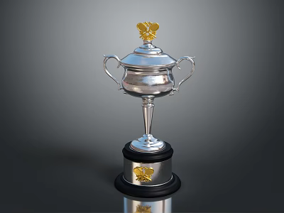 Silver Trophy Featuring Golden Top Decoration And Black Base With Golden Emblem 3d model