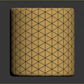 Golden Decorative Furniture Piece With Geometric Diamond Pattern And Cylindrical Design