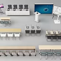 Various Conference Table Layouts With Chairs And Meeting Room Equipment