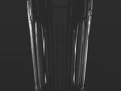Clear Glass Cup with Vertical Ribbed Design Showcasing Transparent and Sleek Appearance 3d model