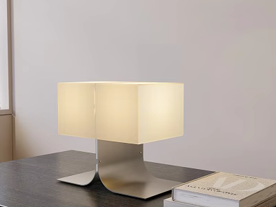 Modern Coffee Table With Black Tabletop Metal Base Table Lamp And Books 3d model