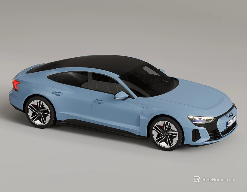 Light Blue Audi Electric Coupe With Black Roof And Modern Design Elements 3d model 