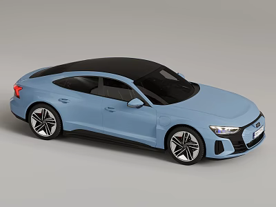 Light Blue Audi Electric Coupe With Black Roof And Modern Design Elements 3d model