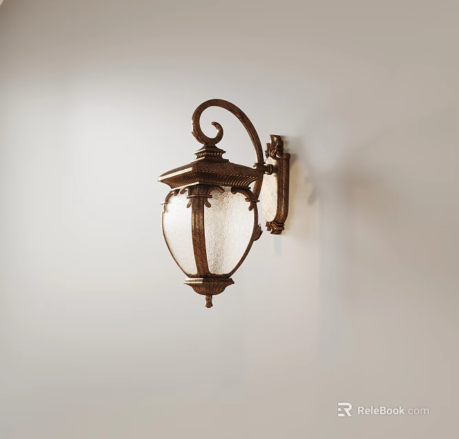 Vintage Metal Wall Sconce With Glass Shade For Indoor Decorative Lighting Fixture 3d model 