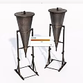 Vintage Conical Metal Kitchen Tools With Sturdy Iron Stands For Cooking Use