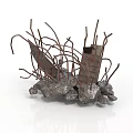 Abstract Construction With Rusty Metal Rods Broken Bricks And Stones