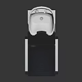 Modern Salon Shampoo Chair Featuring Black Leather Seat Silver Armrests And Integrated Wash Basin