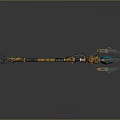 Futuristic Mechanical Device With Yellow Black Structure Long Handle And Green Glowing Core