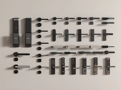 Modern Metal Door Handles With Smart Lock Designs And Various Styles On 3d model