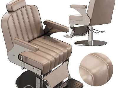 Brown Leather Office Chair With Striped Design Metal Frame Adjustable Armrests And Footrest 3d model