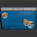 Blue Household Storage Box With Gray Lid And Colorful Decorative Stickers