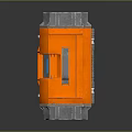 Industrial Metallic Container With Gray Body Orange Top Silver Handle And Green Accent Lights