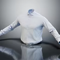 White Formal Long Sleeve Shirt with Collared Design and Reflective 3d model