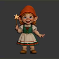 Cute Elf Doll With Red Hat Star Wand Green Dress And Brown Shoes