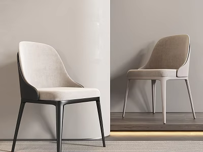 Modern Accent Chair With Beige Upholstery And Black Metal Legs In Minimalist Interior Design 3d model