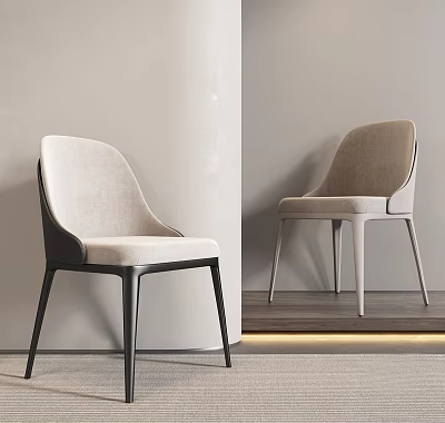 Modern Accent Chair With Beige Upholstery And Black Metal Legs In Minimalist Interior Design 3d model