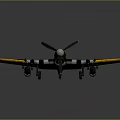 Vintage Fighter Aircraft Green Black White Striped Paint Round Wing Insignia Propeller And Cockpit